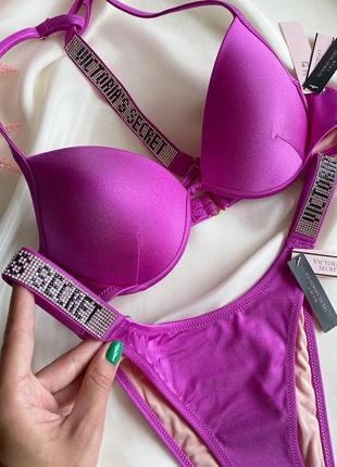 Яскравий купальник victoria's secret shine strap оригінал купальник зі стразами пуш ап9 фото