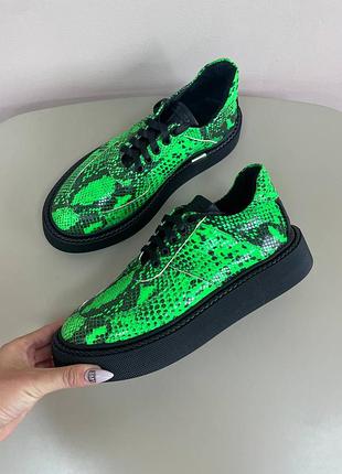Дизайнерские кеды cool rst 🐻 неоновая змея натуральная кожа люкс