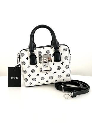 Dkny elissa mini box жіноча брендова сумочка кроссбоді crossbody шкіра канва подарунок дівчині дружині