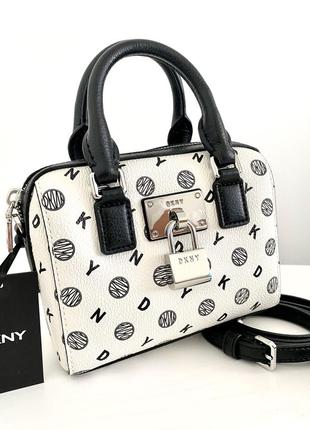 Dkny elissa mini box жіноча брендова сумочка кроссбоді crossbody шкіра канва подарунок дівчині дружині3 фото