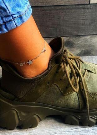 Браслет на ногу (анклет) звездопад, ножной браслет со звездами, серебряное покрытие 925 пробы3 фото