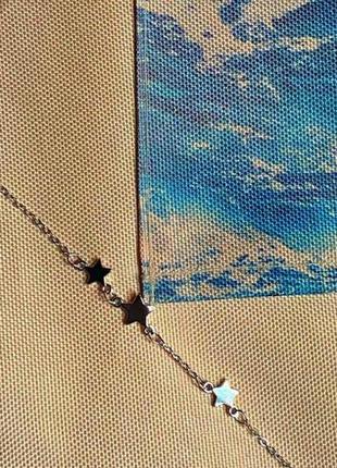 Браслет на ногу (анклет) звездопад, ножной браслет со звездами, серебряное покрытие 925 пробы2 фото