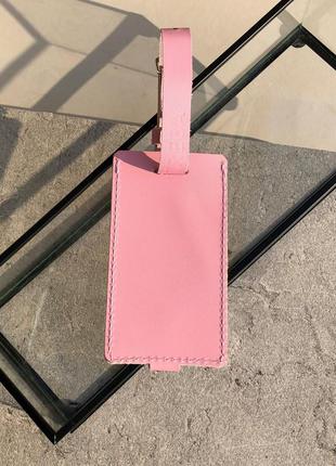 Багажная бирка на чемодан розовая, hand made, тревел тег3 фото