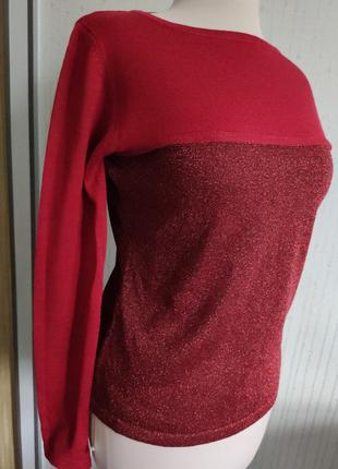 Свитер пуловер джемпер красный цвет люрекс2 фото