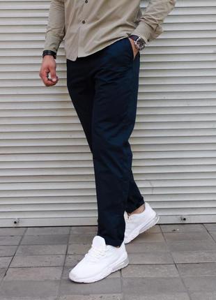 Мужские брюки коттон темно-синие, бежевые4 фото