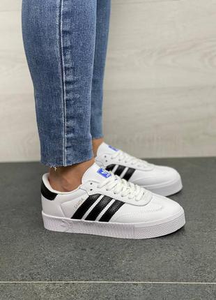 🔥женские кеды adidas originals sambarose w white/black6 фото