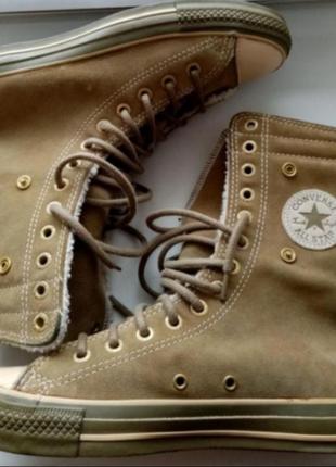 Утеплені высокоие шкіряні кеди(черевики) converse (оригінал)