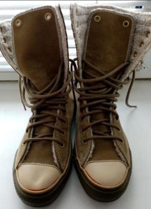 Утепленные высокоие кожаные кеды(ботинки) converse (оригинал)3 фото