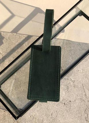 Багажная бирка на чемодан зеленая, hand made, тревел тег2 фото
