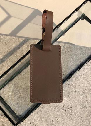 Багажная бирка на чемодан коричневая, hand made, тревел тег3 фото