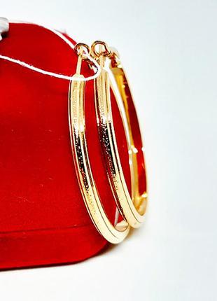 Серьги-кольца позолота, сережки, конго, позолоченные, д. 4 см2 фото