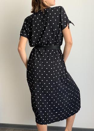 Плаття чорне міді в горошок з розрезами h&m плаття чорне міді в горошок6 фото