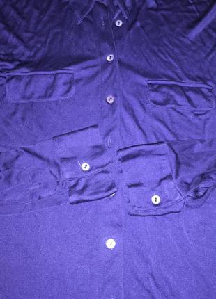Шелковая трикотажная блуза слим синяя васильковая шелк к телу пог 46 см от patra3 фото