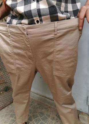 Брюки штаны высокая посадка стрейч коттон укороченные хлопок m&s батал большого размера5 фото