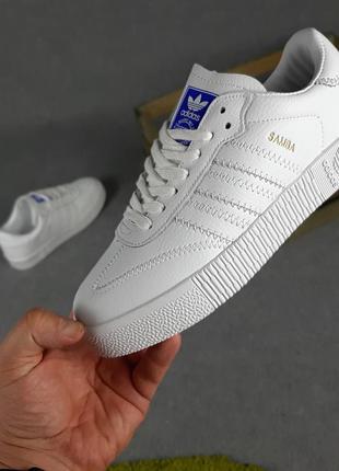 Женские кроссовки adidas samba белые8 фото