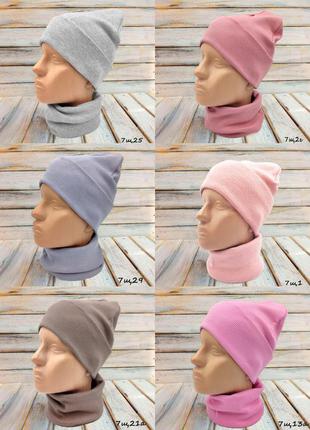 Кольори*демісезонна шапка рубчик і хомут,снуд, фіолетова,рожева,фуксія,пудра,біла2 фото