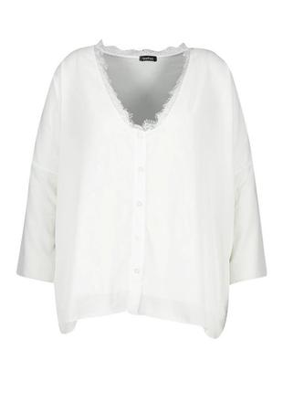 Блузка с длинным рукавом и кружевной отделкой boohoo3 фото