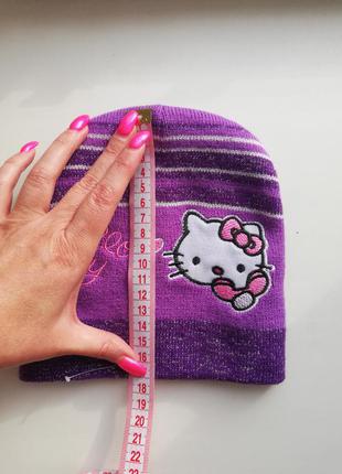 Шапка шапочка фиолетовая с люрексом hello kitty 2-3 годика4 фото