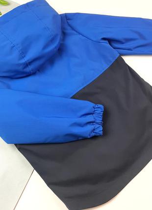 Синяя стильная ветровка на флисе для мальчика, демисезонная куртка,курточка5 фото