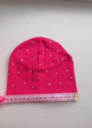 Яркая шапочка розового цвета в серебристый горошек 9-18 мес3 фото