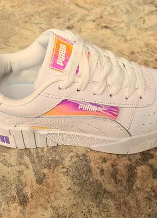 Женские кроссовки пума кали  (puma cali) белый кожа