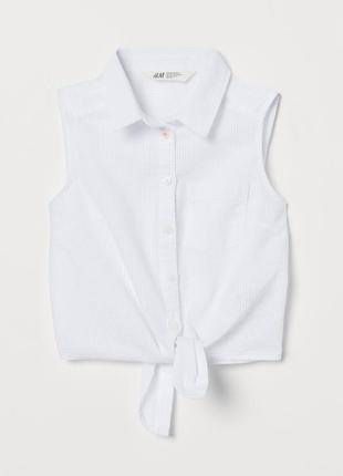 11-12/12-13 лет h&m новая фирменная натуральная блузка блуза с узлом снизу