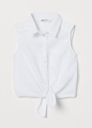 11-12/12-13 років h&m нова фірмова натуральна блузка блуза з вузлом знизу