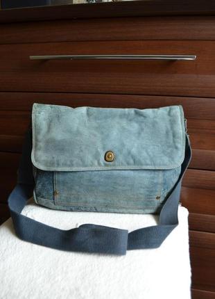 Кожаная сумка на длинном ремне под джинс.1 фото