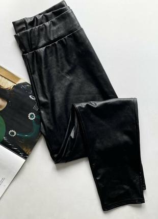 Красивые лосины брюки на резинке черные хл 14