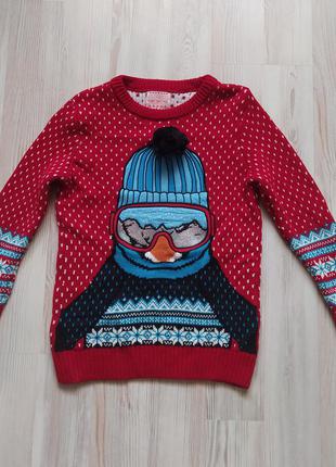 Новогодняя рождественская кофта свитшот свитер от george на 7-8лет