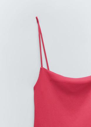 Zara яркий малиновый боди в рубчик8 фото