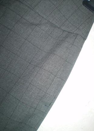 Жіночі сірі штани joy s-m 44-46р. у клітку, висока талія7 фото
