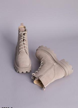 🍁демисезонные высокие ботинки на шнуровке в  натуральной замше😍2 фото