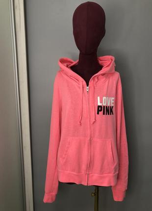 Pink victoria's secret оригинал розовая яркая худи кофта легкая олимпийка толстовка rundholz owens7 фото