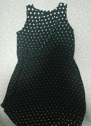 Платье женское чёрное в горошек1 фото