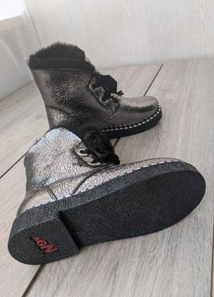 Зимові черевички на мутоне срібло❗❤️❤️❤️ останній розмір 35!6 фото