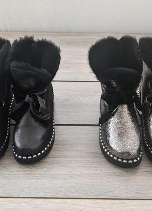 Зимові черевички на мутоне срібло❗❤️❤️❤️ останній розмір 35!9 фото