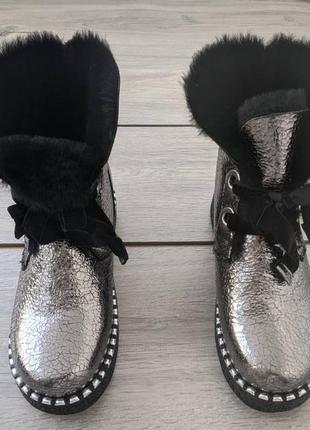 Зимові черевички на мутоне срібло❗❤️❤️❤️ останній розмір 35!2 фото