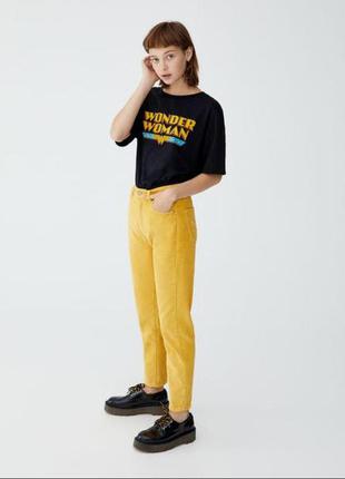 Вельветовые штаны мом pull&bear