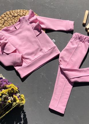 Костюм рожевий трикотажний кофта рюші та лосини