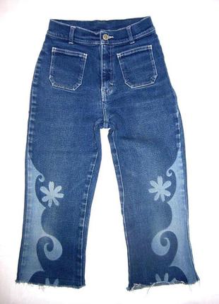 Tammy бриджи капри на девочку короткие джинсы с принтом резанные снизу на девочку 12-14лет