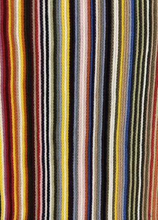 Дуже красивий і стильний брендовий в'язаний шарф в різнокольорову смужку.4 фото