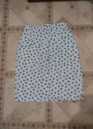 Джинсовая юбка с цветами3 фото