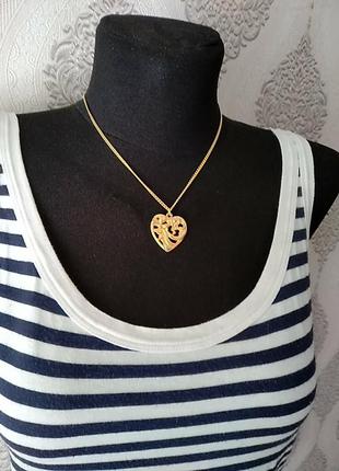 Цепочка чокер с кулоном сердце в золотом цвете2 фото