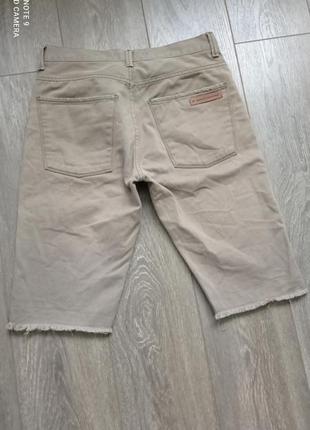 Крутые мужские шорты беж джинс деним бахрома2 фото