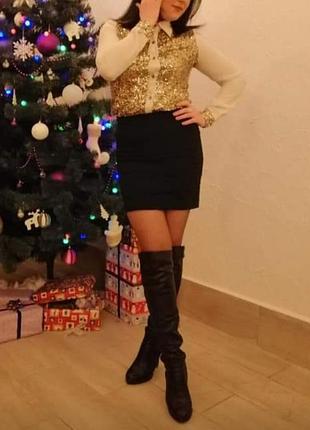 Нарядна святкова паєтки шифонова блуза з паетками