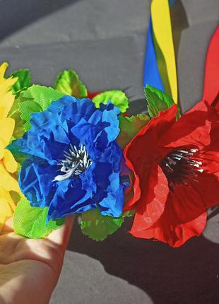 Обруч в українському стилі з лентами і квітами с цветами3 фото