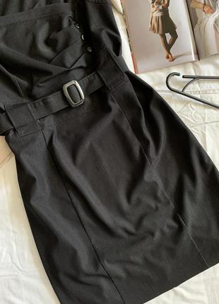 Чёрное платье с поясом 4