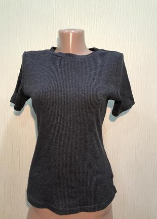 Серая футболка в рубчик h&m