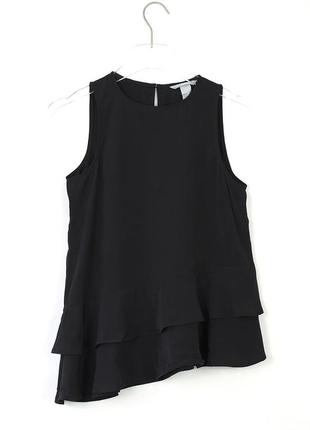 🆂🅰🅻🅴 асиметричний чорний топ блуза з воланом внизу h&m
